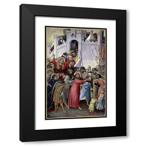 Carrying of The Cross Black Modern Wood Framed Art Print with Double Matting by Martini, Simone