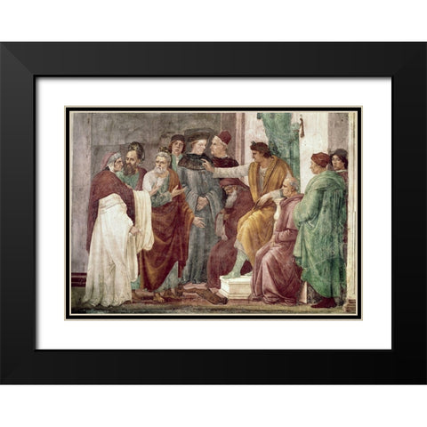 Dispute With Simon Mago Black Modern Wood Framed Art Print with Double Matting by Masaccio,