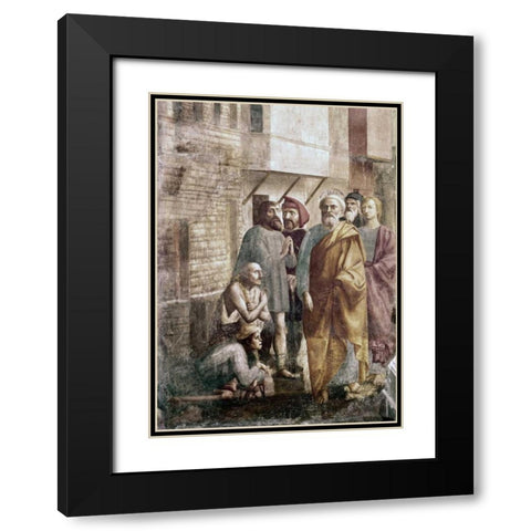 St. Peter Healing The Sick With His Shadow Black Modern Wood Framed Art Print with Double Matting by Massaccio