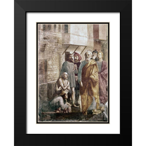 St. Peter Healing The Sick With His Shadow Black Modern Wood Framed Art Print with Double Matting by Massaccio