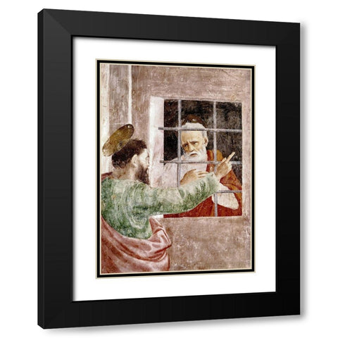 St. Peter In Jail Black Modern Wood Framed Art Print with Double Matting by Masaccio,