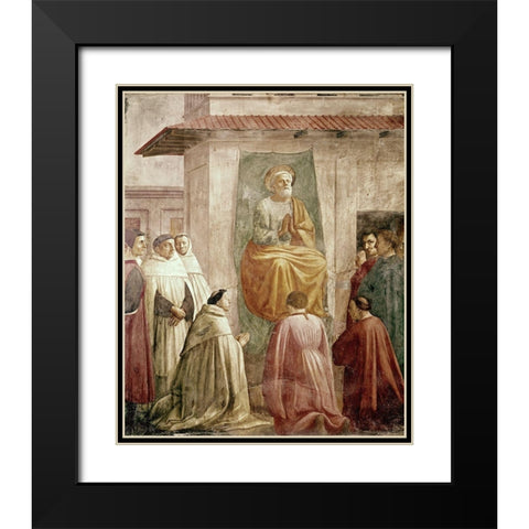 St. Peter In The Teachers Chair Black Modern Wood Framed Art Print with Double Matting by Masaccio,