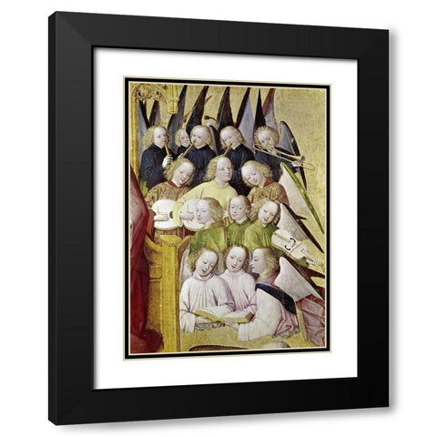 Choir of Angels - Detail-Life of The Virgin Black Modern Wood Framed Art Print with Double Matting by Master of Life of the Virgin,
