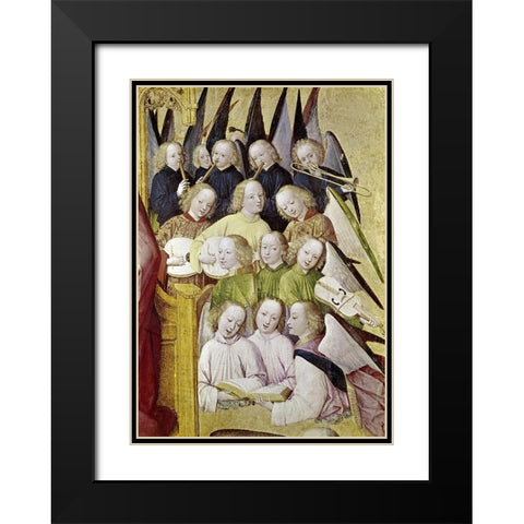 Choir of Angels - Detail-Life of The Virgin Black Modern Wood Framed Art Print with Double Matting by Master of Life of the Virgin,