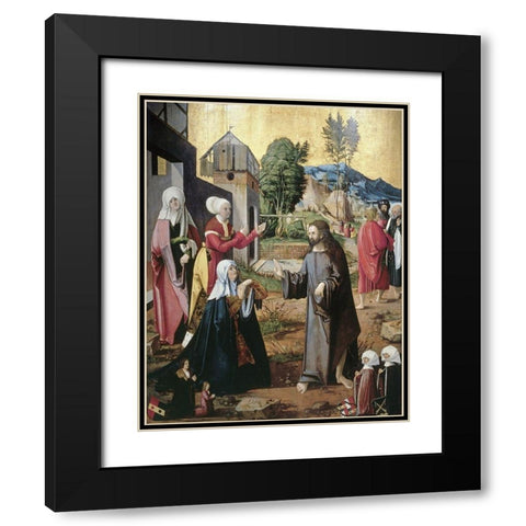Christ Leaving The Holy Women Black Modern Wood Framed Art Print with Double Matting by Master of Swabian Altarpieces,
