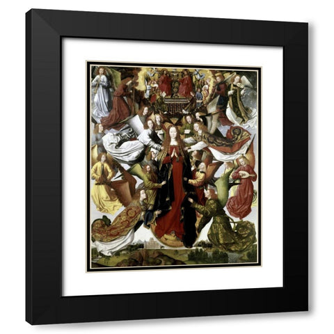 Mary Queen of Heaven - The St. Lucy Legend Black Modern Wood Framed Art Print with Double Matting by Master of the St. Lucy Legend