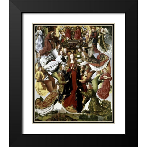 Mary Queen of Heaven - The St. Lucy Legend Black Modern Wood Framed Art Print with Double Matting by Master of the St. Lucy Legend
