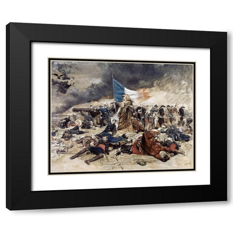 Seige of Paris Black Modern Wood Framed Art Print with Double Matting by Meissonier, Jean Louis Ernest