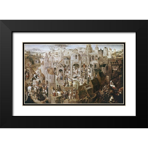 Passion of Christ Black Modern Wood Framed Art Print with Double Matting by Memling, Hans
