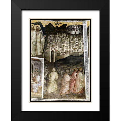 Lots Wife Leaves Sodom From Tambour: Scenes From The Old Testament Black Modern Wood Framed Art Print with Double Matting by De Menabuoi, Giusto