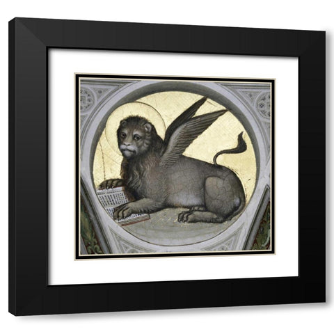 Saint Mark As a Lion Black Modern Wood Framed Art Print with Double Matting by De Menabuoi, Giusto