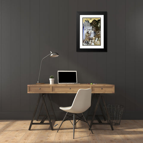 Tower of Babel Black Modern Wood Framed Art Print with Double Matting by De Menabuoi, Giusto