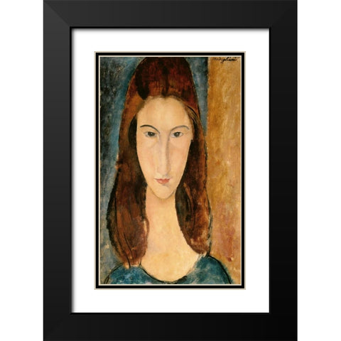 Jeanne Hebuterne, 1919 Black Modern Wood Framed Art Print with Double Matting by Modigliani, Amedeo