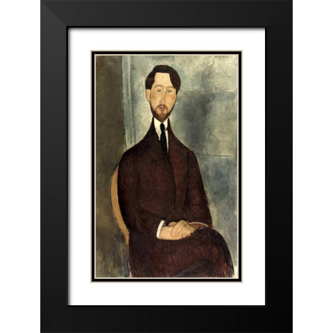 Leopold Zborowski Black Modern Wood Framed Art Print with Double Matting by Modigliani, Amedeo