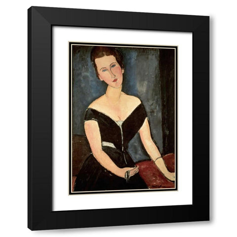 Madame G. Van Muyden Black Modern Wood Framed Art Print with Double Matting by Modigliani, Amedeo
