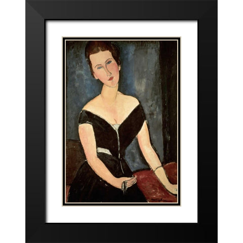 Madame G. Van Muyden Black Modern Wood Framed Art Print with Double Matting by Modigliani, Amedeo