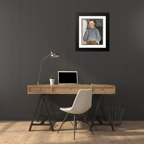 Portrait of a Man Black Modern Wood Framed Art Print with Double Matting by Modigliani, Amedeo