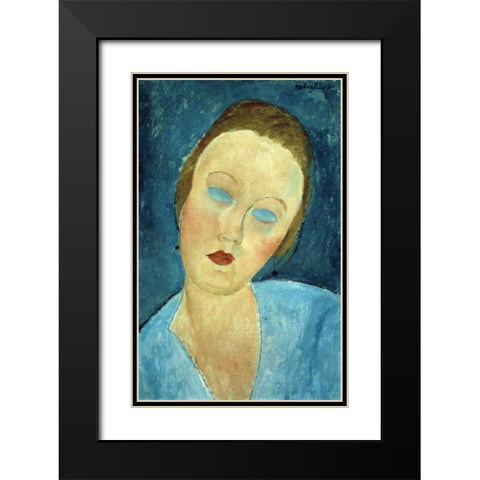 Portrait of Madame Survage Black Modern Wood Framed Art Print with Double Matting by Modigliani, Amedeo