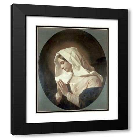 Madonna In Prayer Black Modern Wood Framed Art Print with Double Matting by Molteni, Giuseppe