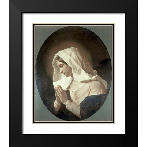 Madonna In Prayer Black Modern Wood Framed Art Print with Double Matting by Molteni, Giuseppe