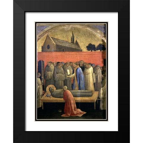 Death of St. Francis of Assisi Black Modern Wood Framed Art Print with Double Matting by Monaco, Lorenzo