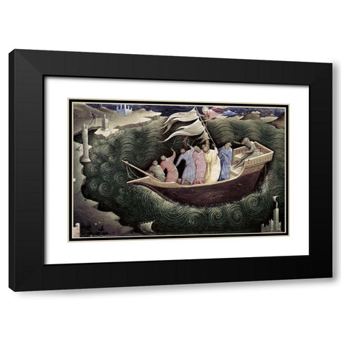 Story of St. Nicola Di Bari - Detail Black Modern Wood Framed Art Print with Double Matting by Monaco, Lorenzo