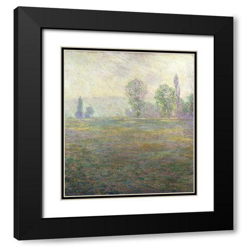 A Meadow in Giverny Black Modern Wood Framed Art Print with Double Matting by Monet, Claude