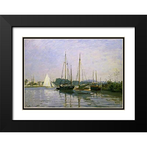 Boats: Regatta at Argenteuil c. 1872-73 Black Modern Wood Framed Art Print with Double Matting by Monet, Claude
