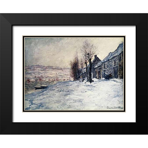 Lavacourt Under Snow Black Modern Wood Framed Art Print with Double Matting by Monet, Claude