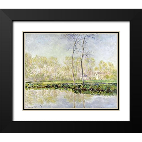 Banks of the River Epte at Giverny Black Modern Wood Framed Art Print with Double Matting by Monet, Claude