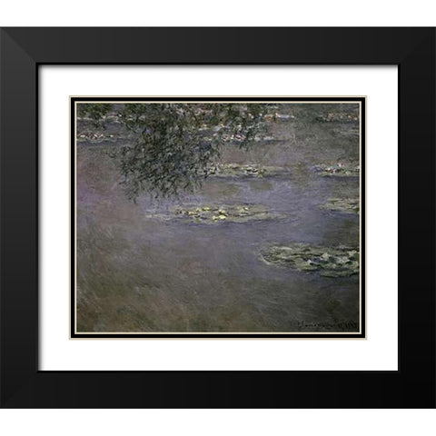 Nympheas (Water Lilies) Black Modern Wood Framed Art Print with Double Matting by Monet, Claude
