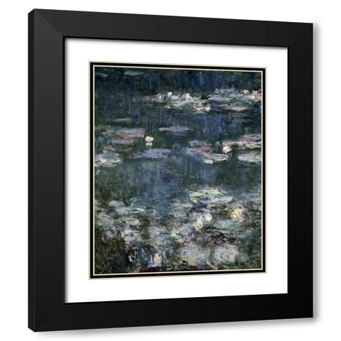 Nympheas - Water Lilies - detail Black Modern Wood Framed Art Print with Double Matting by Monet, Claude
