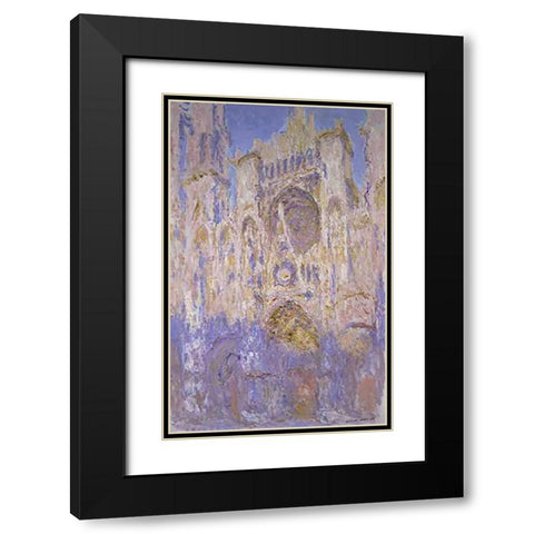 Rouen Cathedral, Effects of Sunlight, Sunset Black Modern Wood Framed Art Print with Double Matting by Monet, Claude