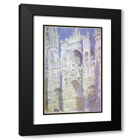 Rouen Cathedral: West Facade, Sunlight Black Modern Wood Framed Art Print with Double Matting by Monet, Claude