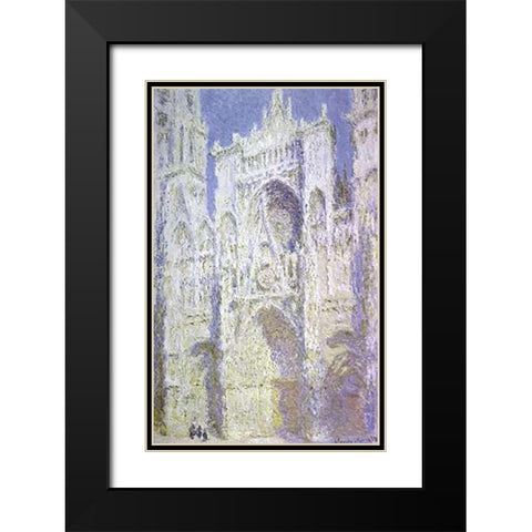 Rouen Cathedral: West Facade, Sunlight Black Modern Wood Framed Art Print with Double Matting by Monet, Claude