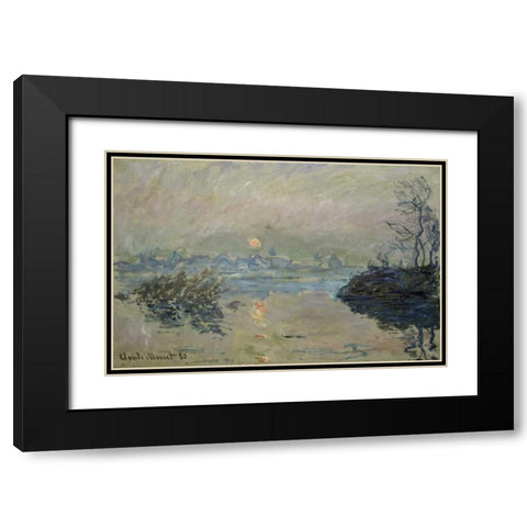 Setting Sun - Soleil couchant Black Modern Wood Framed Art Print with Double Matting by Monet, Claude