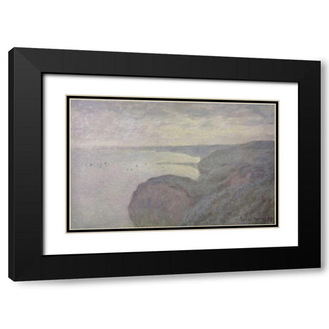 Shores Black Modern Wood Framed Art Print with Double Matting by Monet, Claude