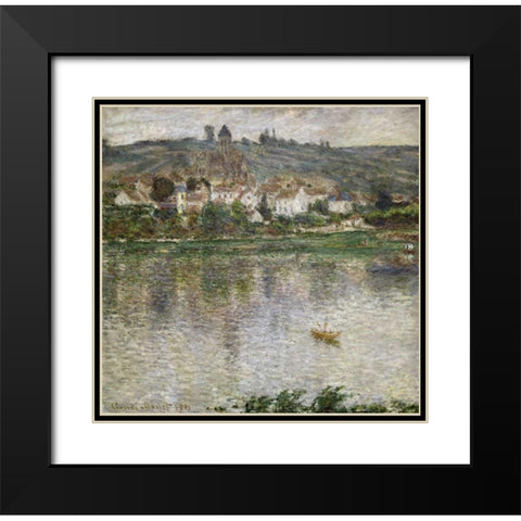 Vetheuil Black Modern Wood Framed Art Print with Double Matting by Monet, Claude