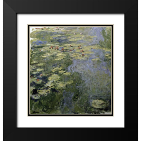 Water Lilies - Nympheas II Black Modern Wood Framed Art Print with Double Matting by Monet, Claude