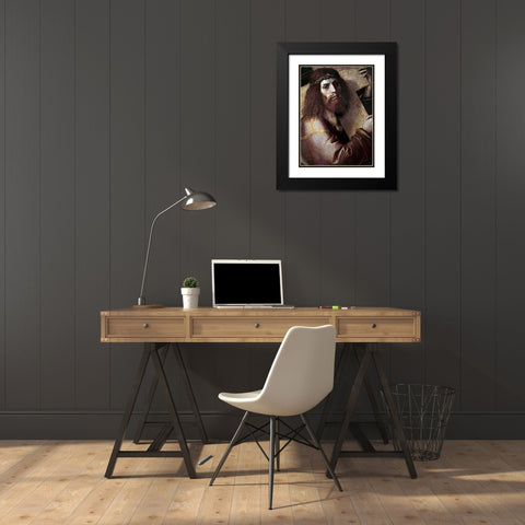 Cross-Bearing Museumist Black Modern Wood Framed Art Print with Double Matting by Montagna, Bartolomeo
