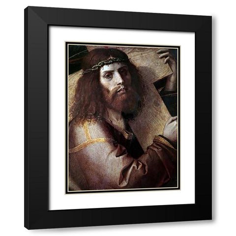 Cross-Bearing Museumist Black Modern Wood Framed Art Print with Double Matting by Montagna, Bartolomeo