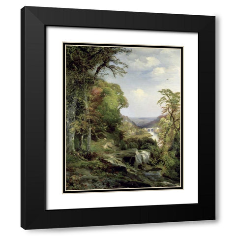 Along The Wissahickon Black Modern Wood Framed Art Print with Double Matting by Moran, Thomas