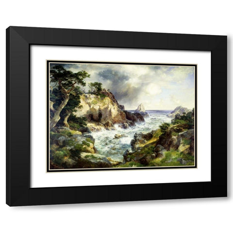 Point Lobos, Monterey, California Black Modern Wood Framed Art Print with Double Matting by Moran, Thomas