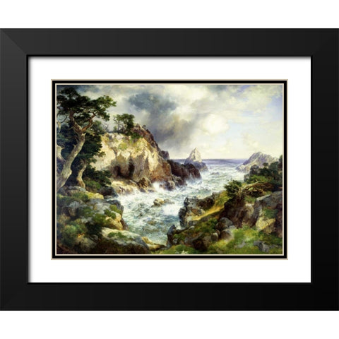 Point Lobos, Monterey, California Black Modern Wood Framed Art Print with Double Matting by Moran, Thomas