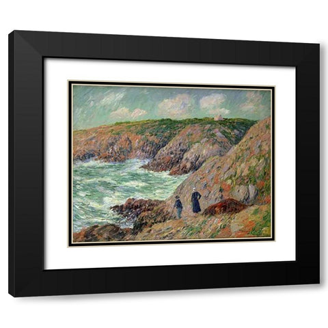 Falaise de Moellan Finistere Black Modern Wood Framed Art Print with Double Matting by Moret, Henry