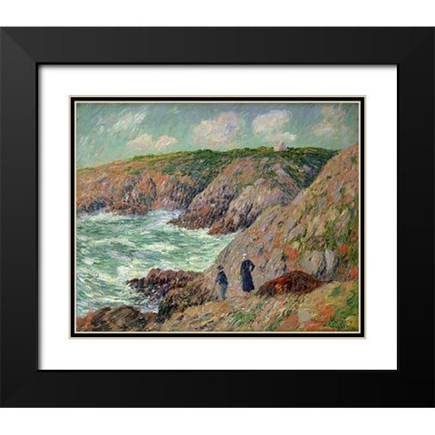 Falaise de Moellan Finistere Black Modern Wood Framed Art Print with Double Matting by Moret, Henry