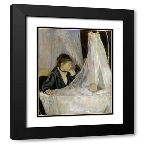 The Cradle - Le berceau Black Modern Wood Framed Art Print with Double Matting by Morisot, Berthe