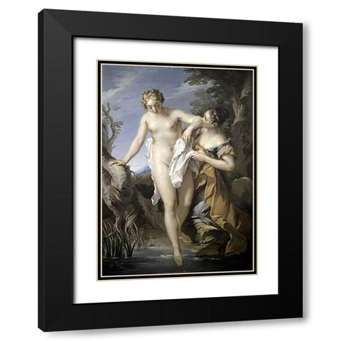 Bather and her Attendant Black Modern Wood Framed Art Print with Double Matting by Le Moyne, Francois