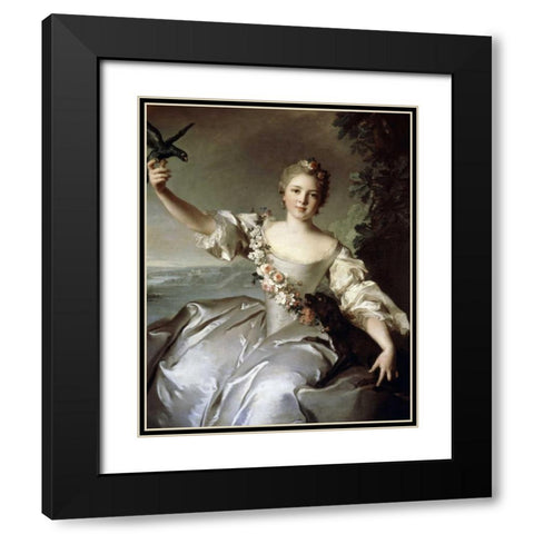 Portrait of Marquise DAntin Black Modern Wood Framed Art Print with Double Matting by Nattier, Jean-Marc
