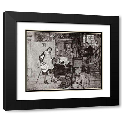 Oliver Cromwell Visits Milton Black Modern Wood Framed Art Print with Double Matting by Neal, David Dalhoff